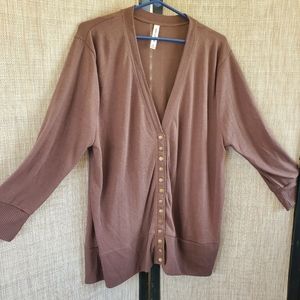 3x brown snap up cardigan
